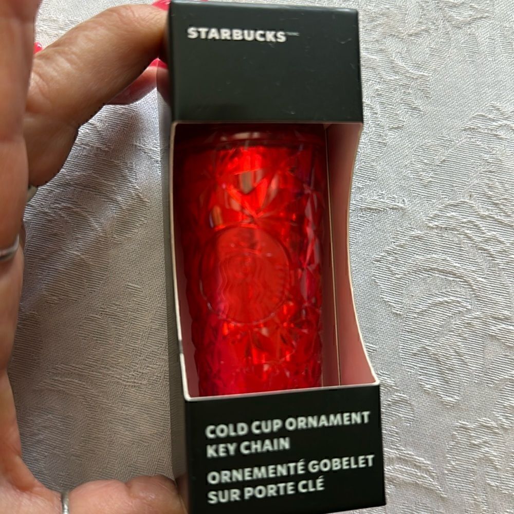 Starbucks 2023 Winter Holiday Textured Mini Tumbler Keychain Ornament Red